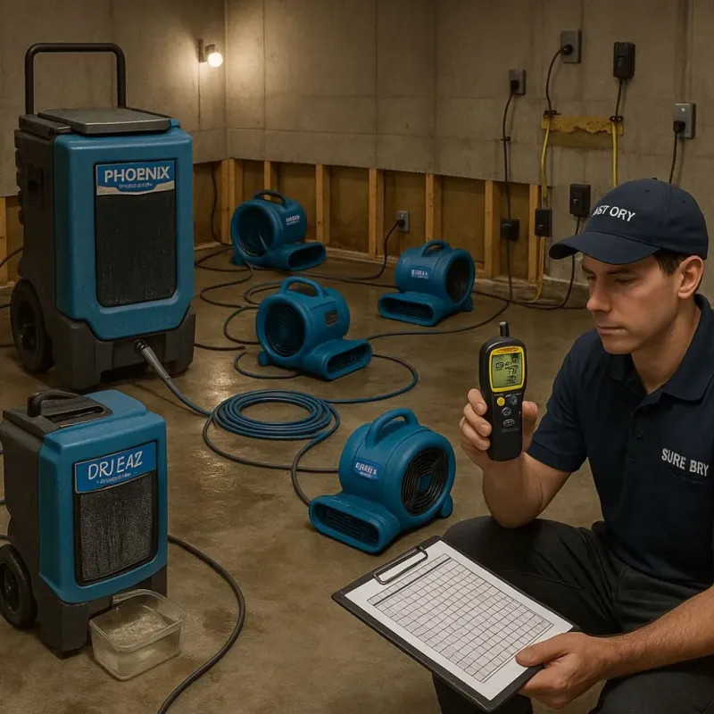 Structural Drying and Dehumidification process in Bressler, PA